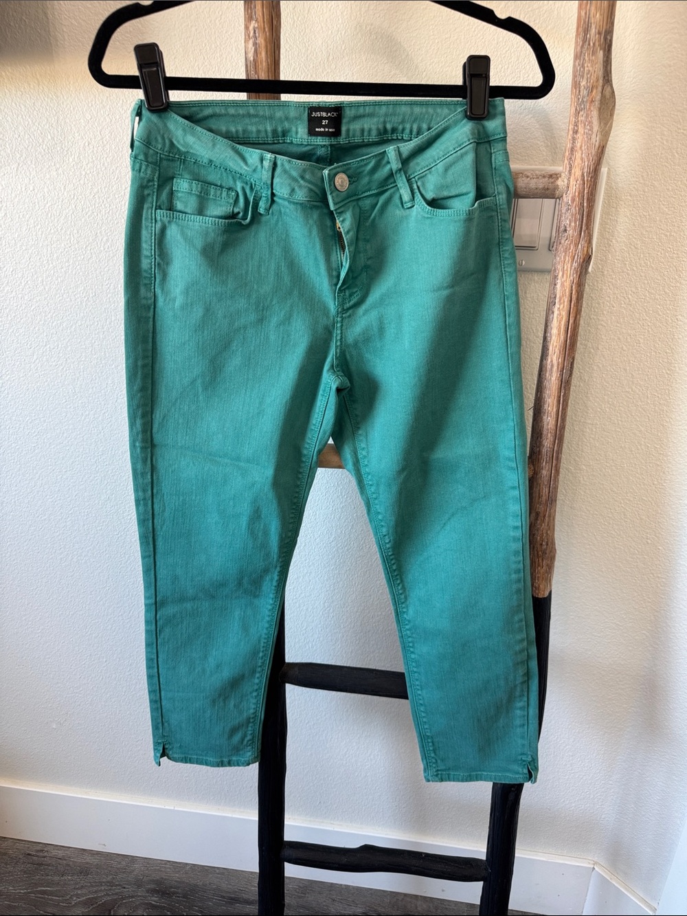 Just Black Teal Cropped Skinny Jeans